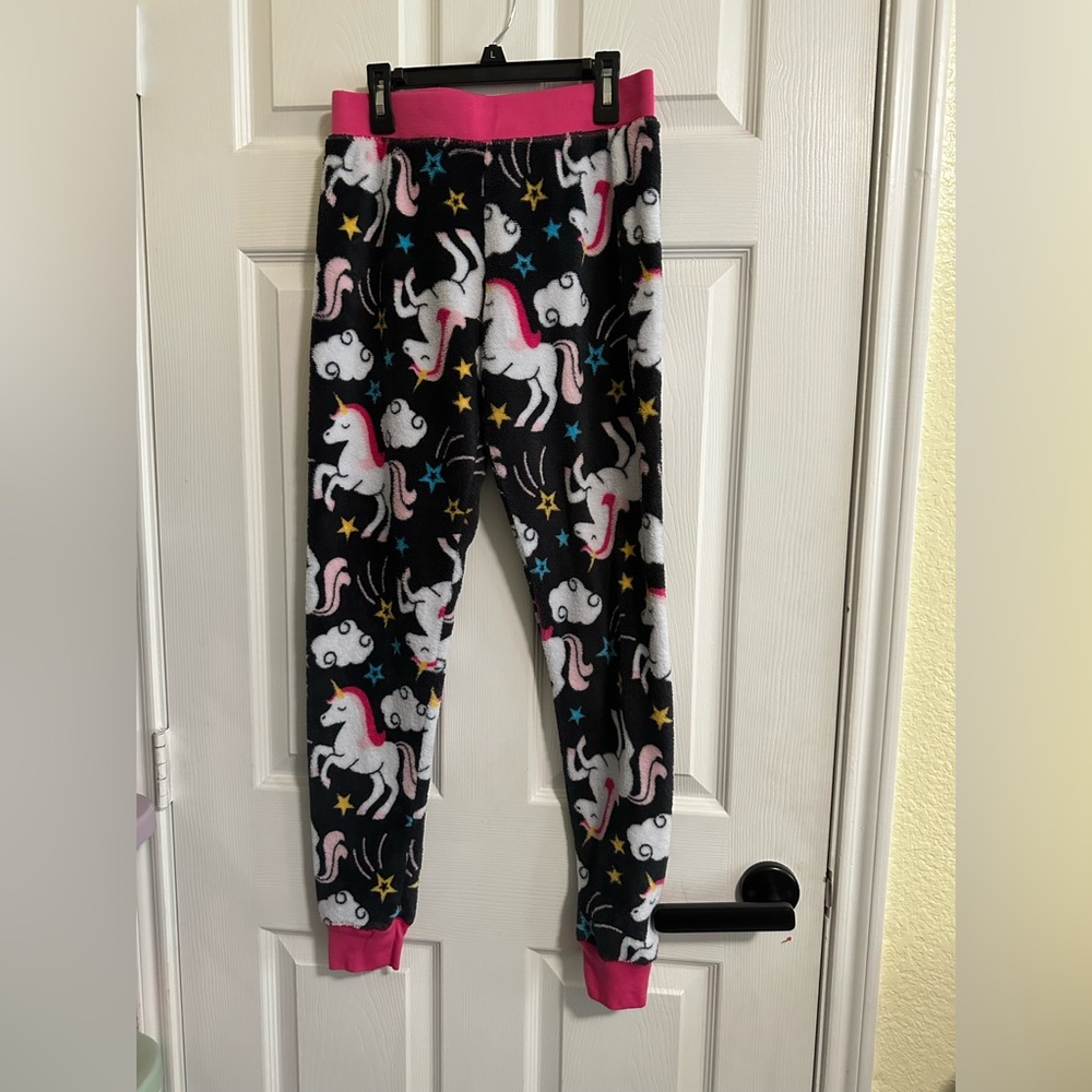 Unicorn Print Kids Pajama Pants - Black and Pink 🦄 Girls Sz: Medium